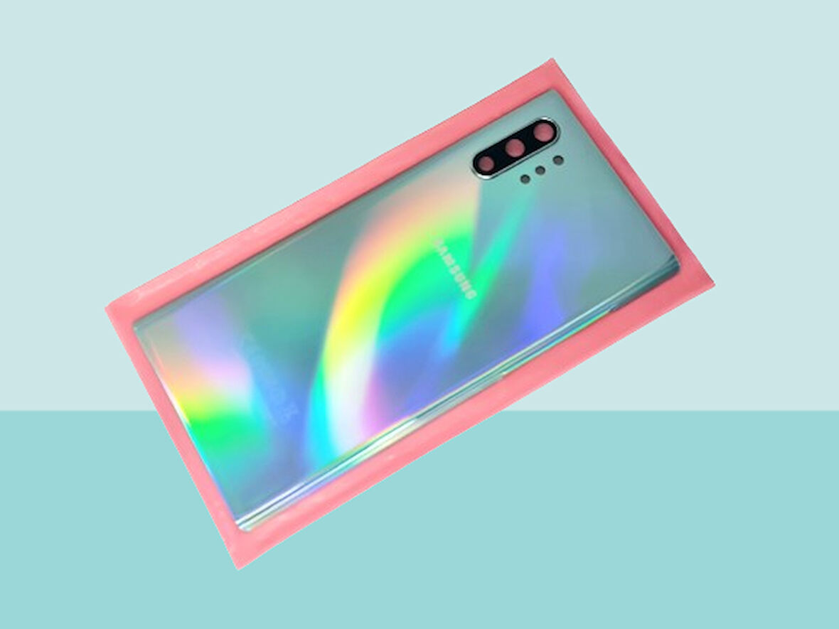 Tkgz - Samsung Galaxy NOTE 10 PLUS Arka Kapak Batarya Kapağı (Cam Full Lensli) - GRİ