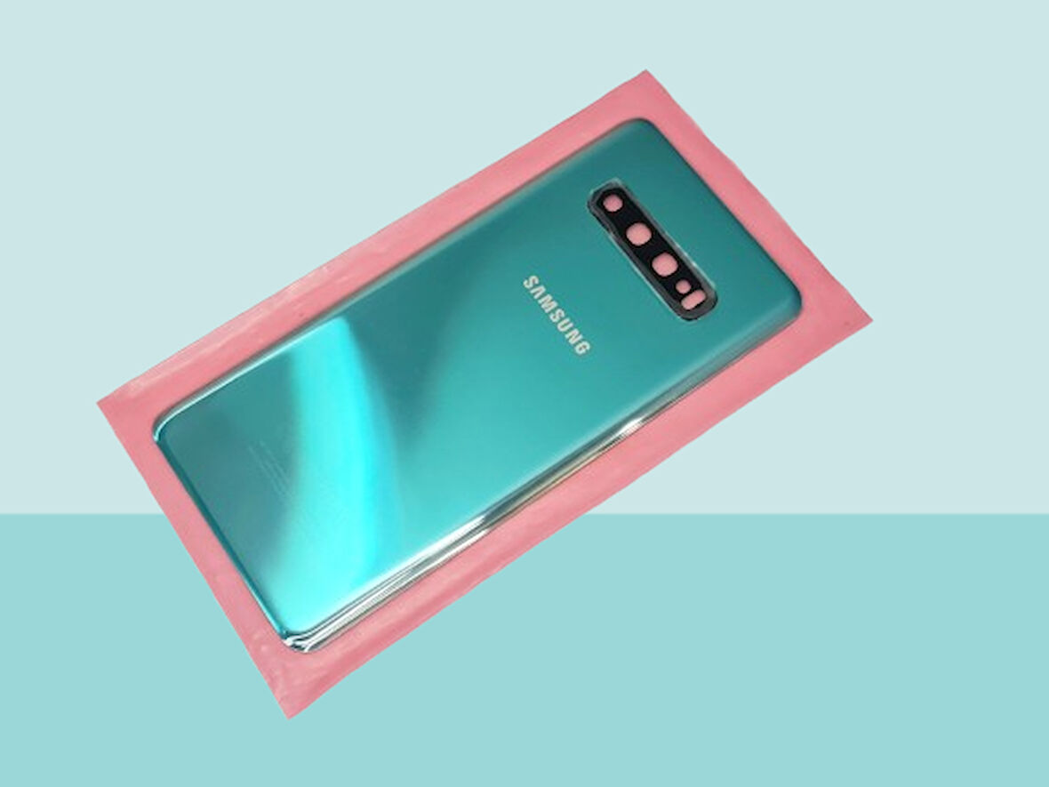 Tkgz - Samsung Galaxy S10 PLUS Arka Kapak Batarya Kapağı (Cam Full Lensli) - YEŞİL