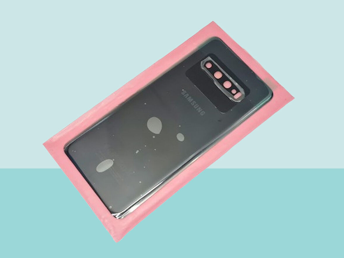 Tkgz - Samsung Galaxy S10 PLUS Arka Kapak Batarya Kapağı (Cam Full Lensli) - SİYAH