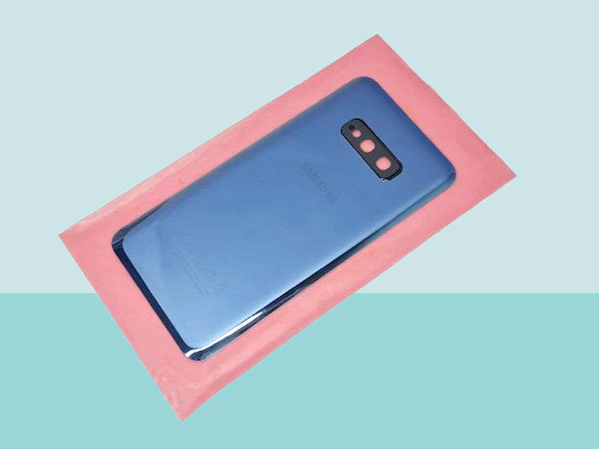Tkgz - Samsung Galaxy S10 E Arka Kapak Batarya Kapağı (Cam Full Lensli) - MAVİ