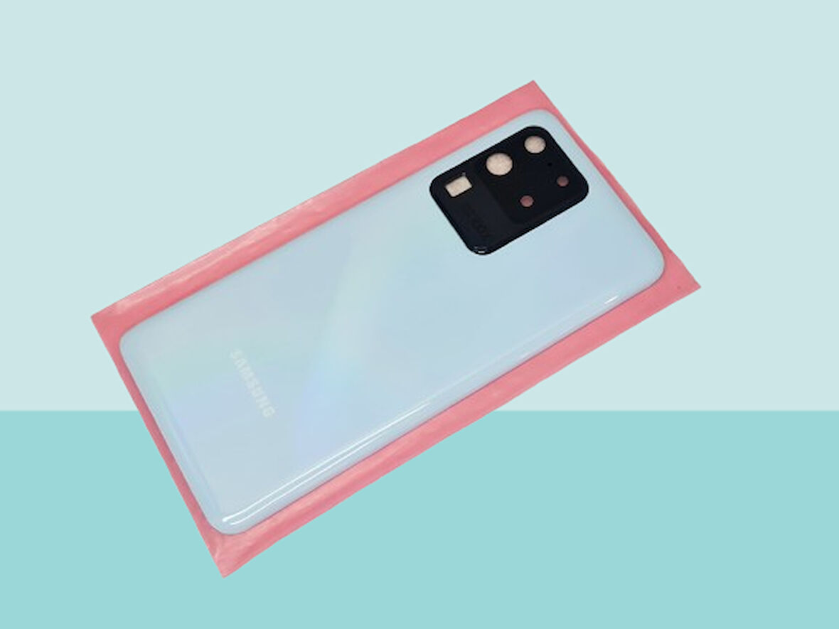 Tkgz - Samsung Galaxy S20 UTRA Arka Kapak Batarya Kapağı (Cam Full Lensli) - MAVİ