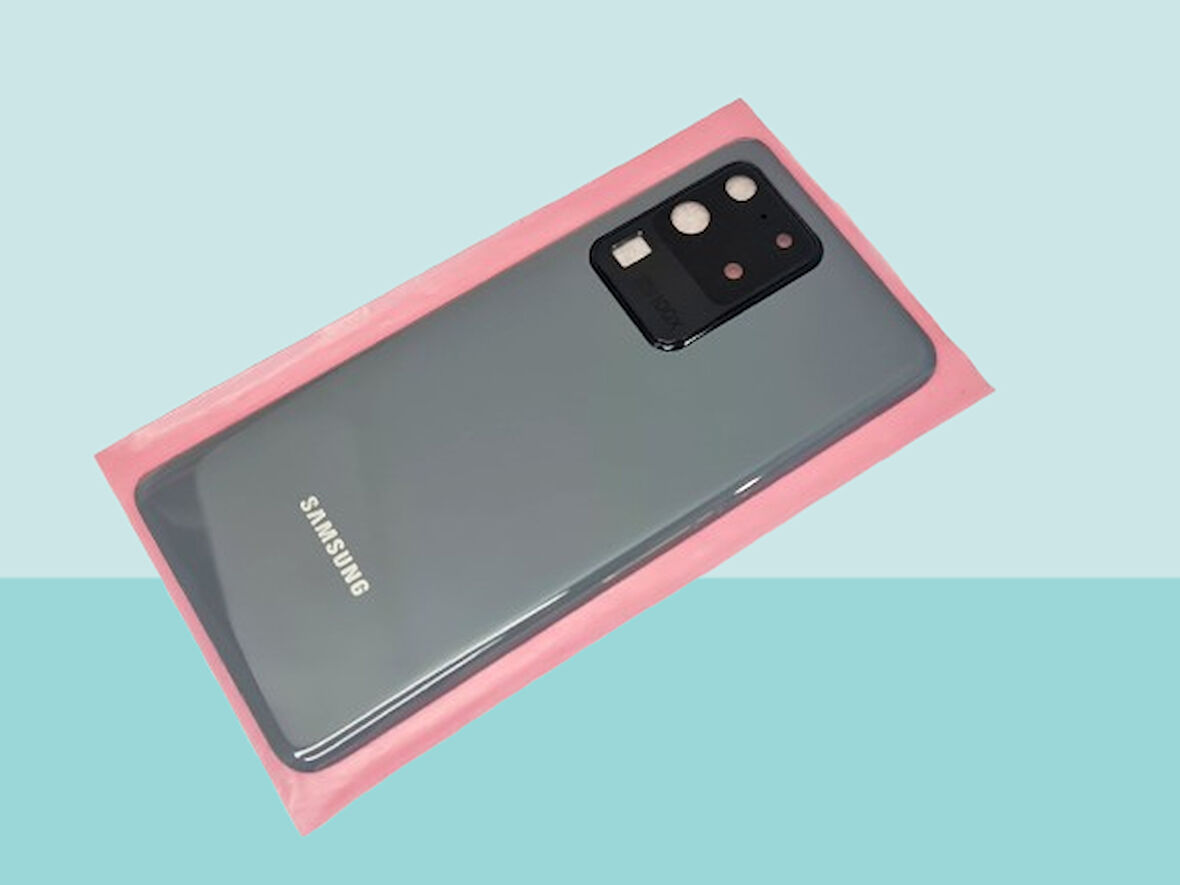 Tkgz - Samsung Galaxy S20 UTRA Arka Kapak Batarya Kapağı (Cam Full Lensli) - FÜME
