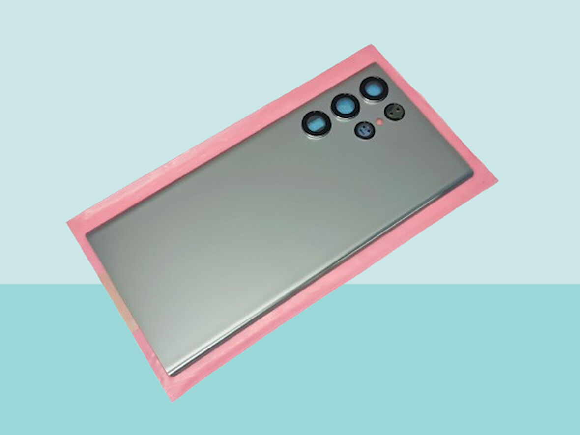 Tkgz - Samsung Galaxy S22 ULTA Arka Kapak Batarya Kapağı (Cam Full Lensli) - GRİ