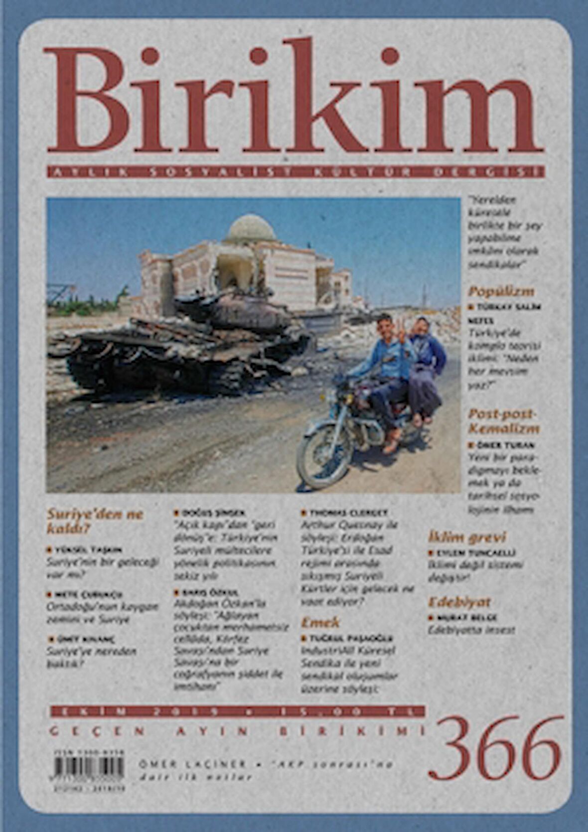 Birikim Aylık Sosyalist Kültür Dergisi Sayı: 366 Ekim 2019
