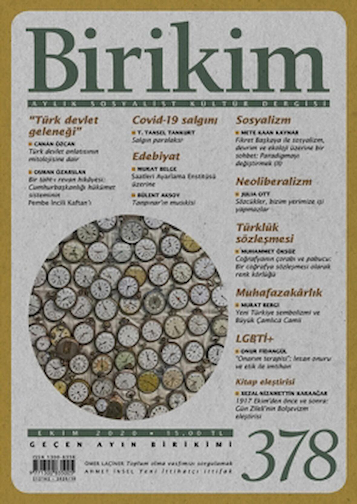 Birikim Aylık Sosyalist Kültür Dergisi Sayı: 378 Ekim 2020