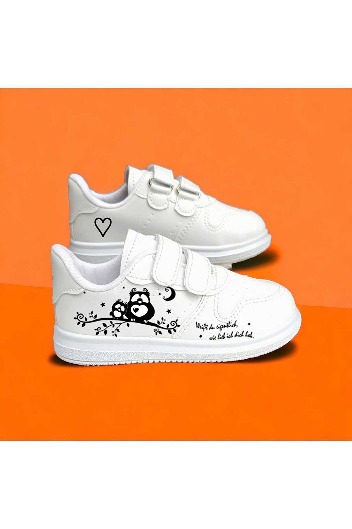 baykuş baskılı sneaker çocuk spor ayakkabı