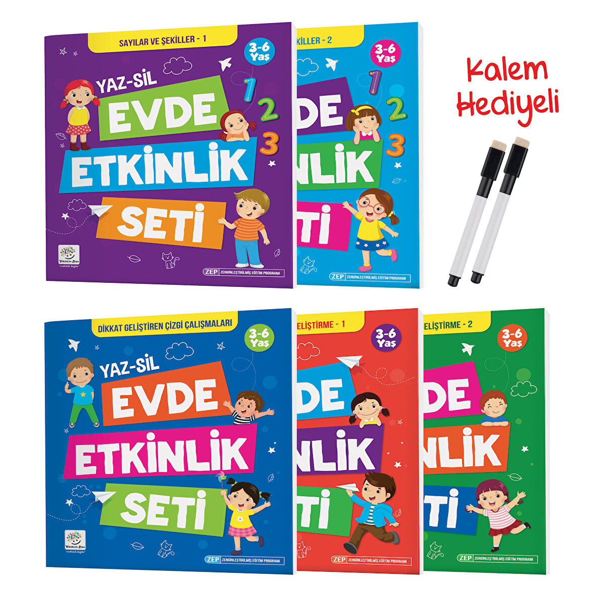 3-6 Yaş Evde Etkinlik Seti YAZ-SİL Kitaplar