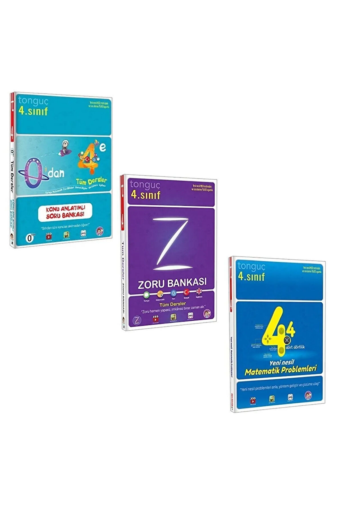 4. Sınıf Tüm Dersler Zoru Bankası + 0'dan 4'e + Dört Dörtlük Matematik Problemleri