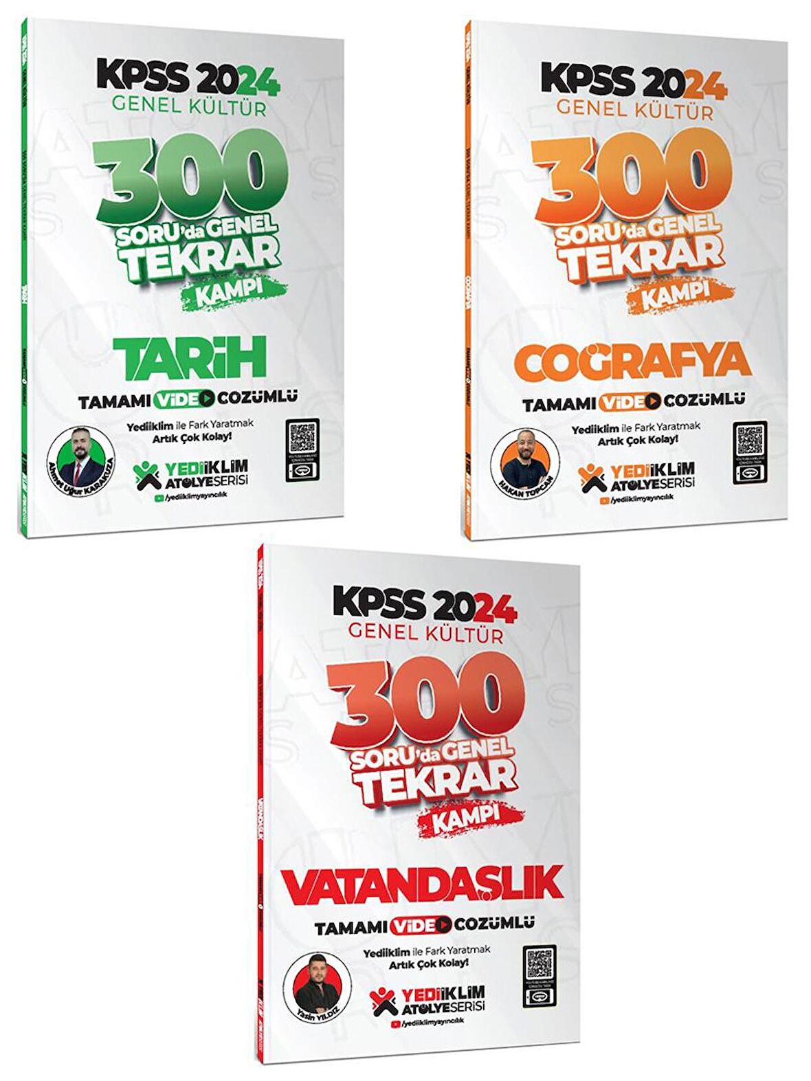 Yediiklim 2024 Kpss Gk Tarih-Coğrafya-Vatandaşlık 300 Soruda Tamamı Video Çözümlü Genel Tekrar Kampı (3 Kitap)