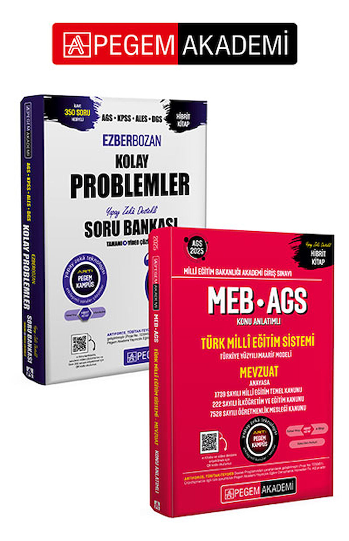 PEGEM AKADEMİ AGS-KPSS-ALES-DGS Ezberbozan Kolay Problemler Tamamı Çözümlü Soru Bankası + 2025 MEB-A