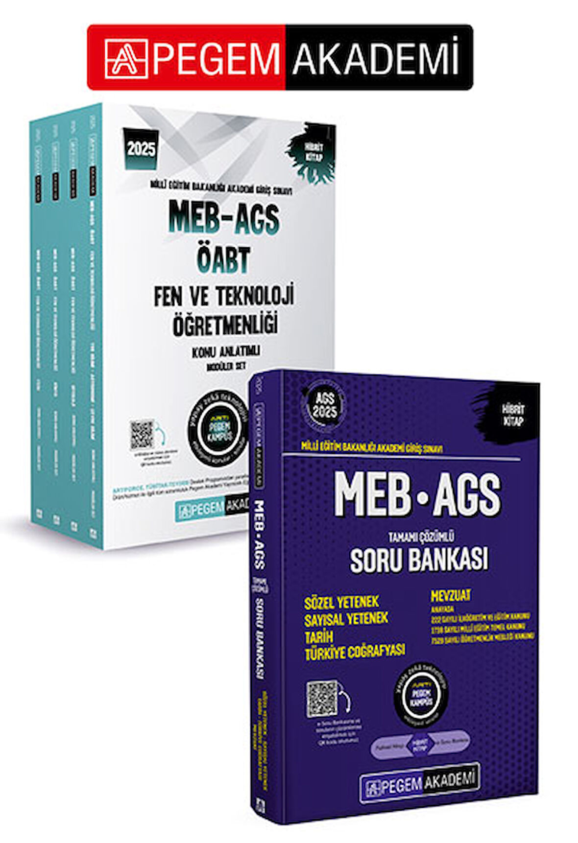 PEGEM AKADEMİ 2025 MEB-AGS-ÖABT Fen Bilimleri Tamamı Çözümlü Soru Bankası (4 Kitap) + 2025 MEB-AGS S