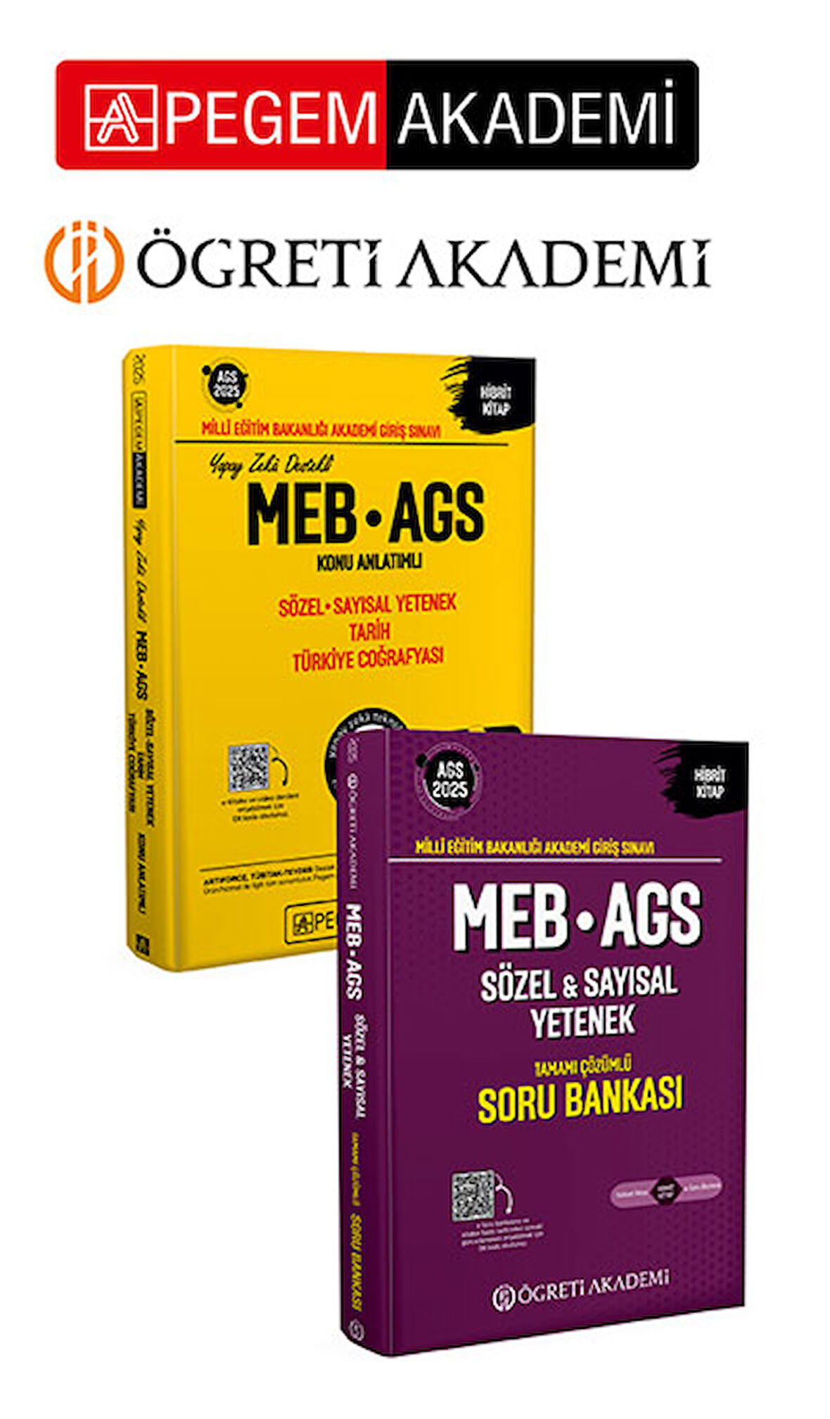PEGEM AKADEMİ 2025 MEB-AGS Soru Bankası Tamamı Çözümlü Sözel-Sayısal Yetenek + 2025 MEB-AGS Konu Anl