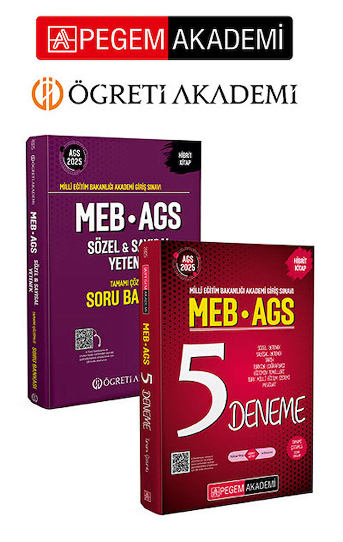 PEGEM AKADEMİ 2025 MEB-AGS Soru Bankası Tamamı Çözümlü Sözel-Sayısal Yetenek + 2025 MEB-AGS Tamamı Ç