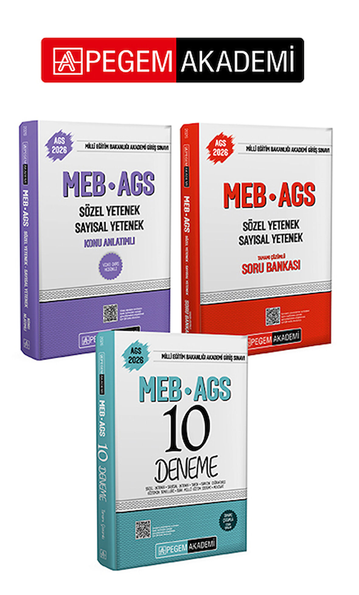 PEGEM AKADEMİ 2026 MEB-AGS Soru Bankası Tamamı Çözümlü Sözel Yetenek Sayısal Yetenek +  2026 MEB-AGS
