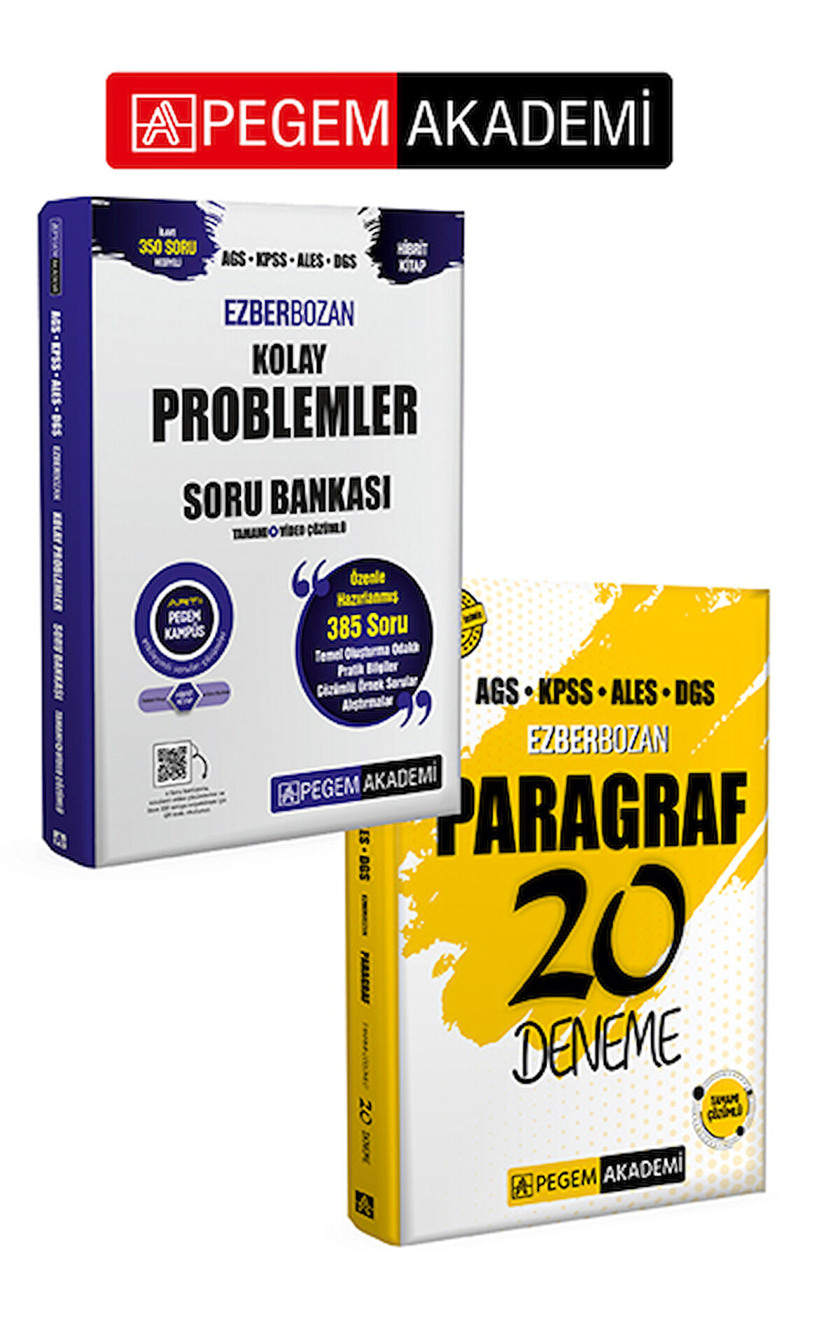 PEGEM AKADEMİ AGS KPSS ALES DGS Ezberbozan Kolay Problemler Tamamı Video Çözümlü Soru Bankası + AGS 
