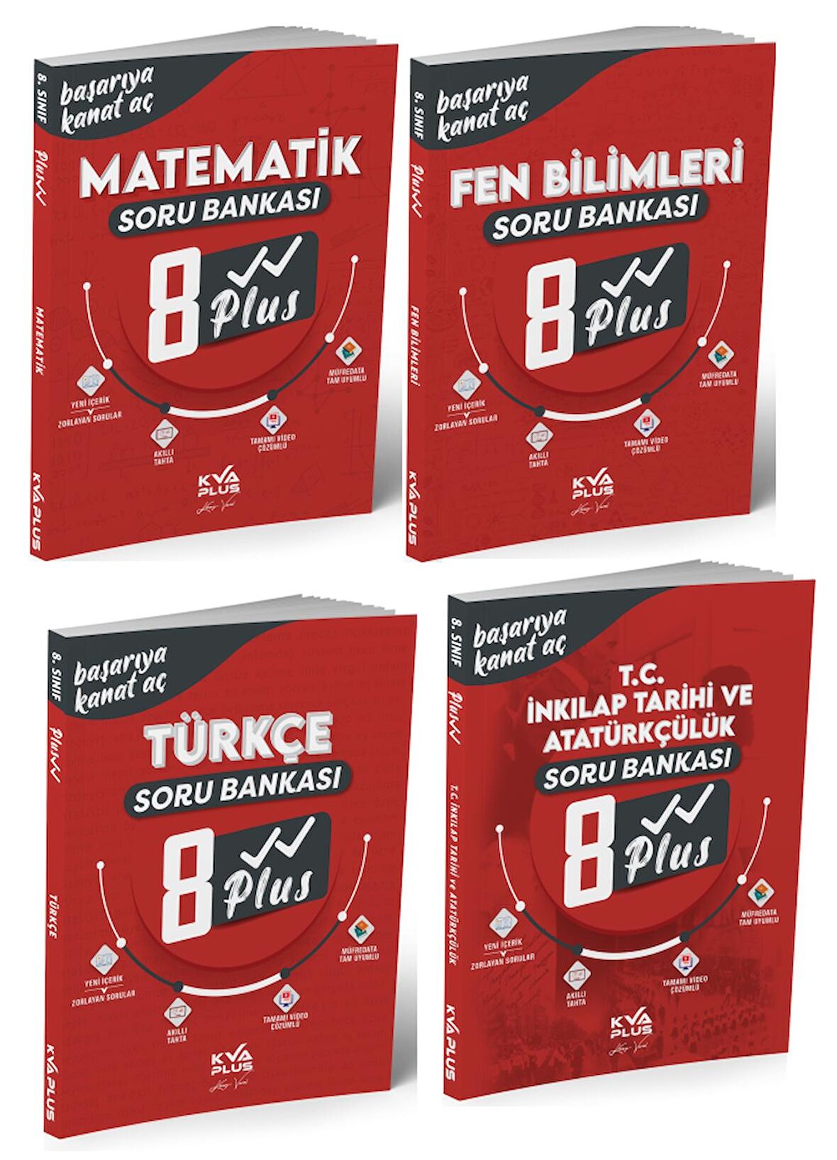 KVA Plus 8.Sınıf LGS 4'lü Soru Bankası Seti Kırmızı Seri