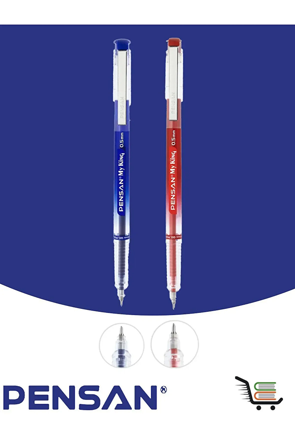 My King Jel Kalem Mavi-kırmız