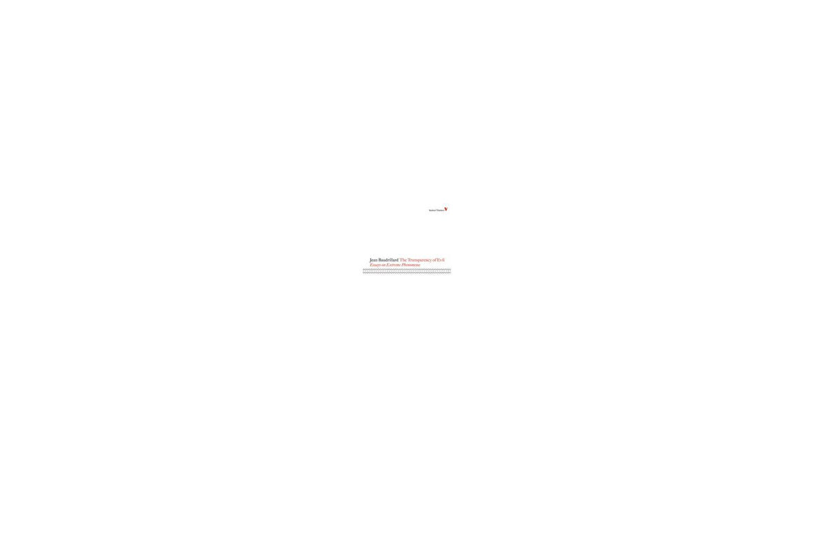 The Transparency Of Evil - Jean Baudrillard