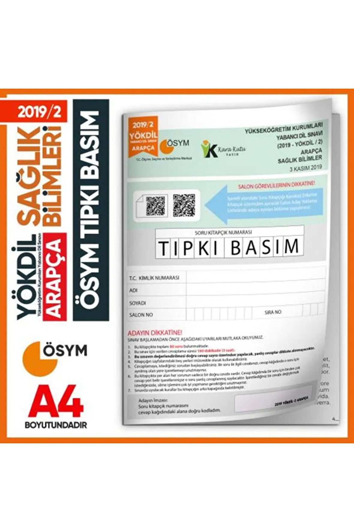 2019/2 YÖKDİL Arapça Sağlık Bilimleri ÖSYM Çıkmış Soru Tıpkı Basım Deneme Kitapçığı Türkiye Geneli