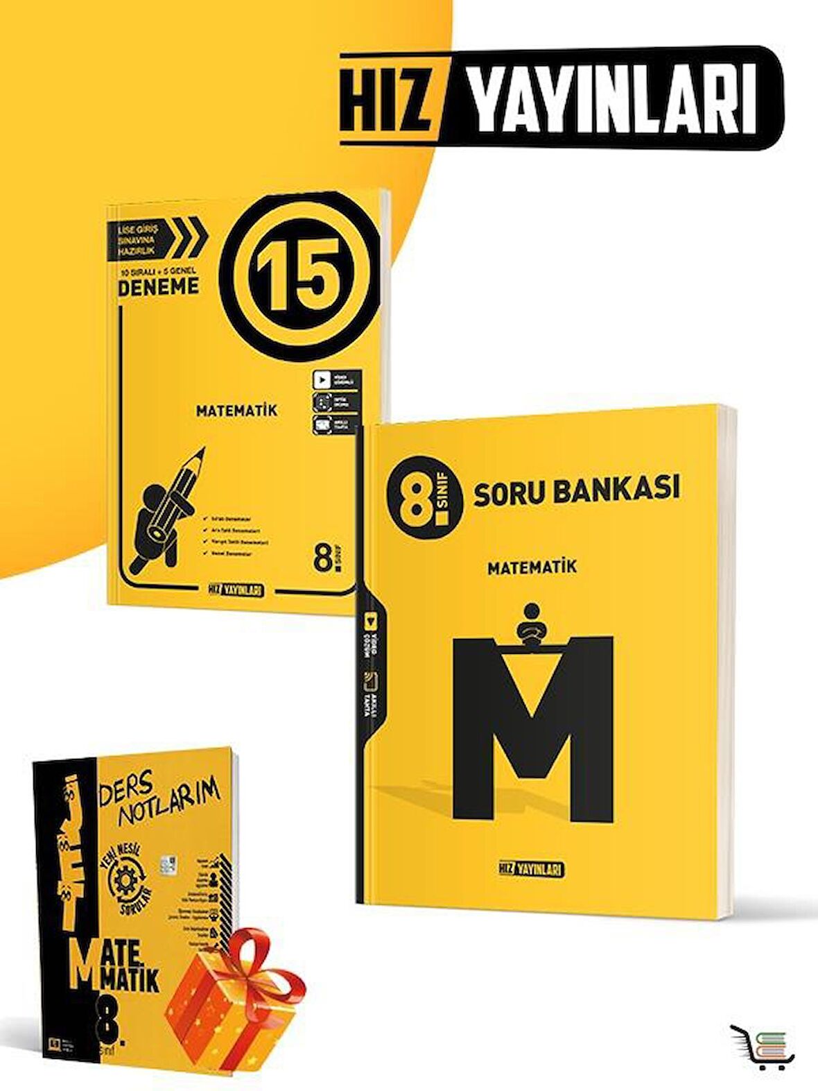 Hız Yayınları 8. SınıfMatematik 15'li Deneme + Matematik Soru Bankası Seti (Hediyeli)