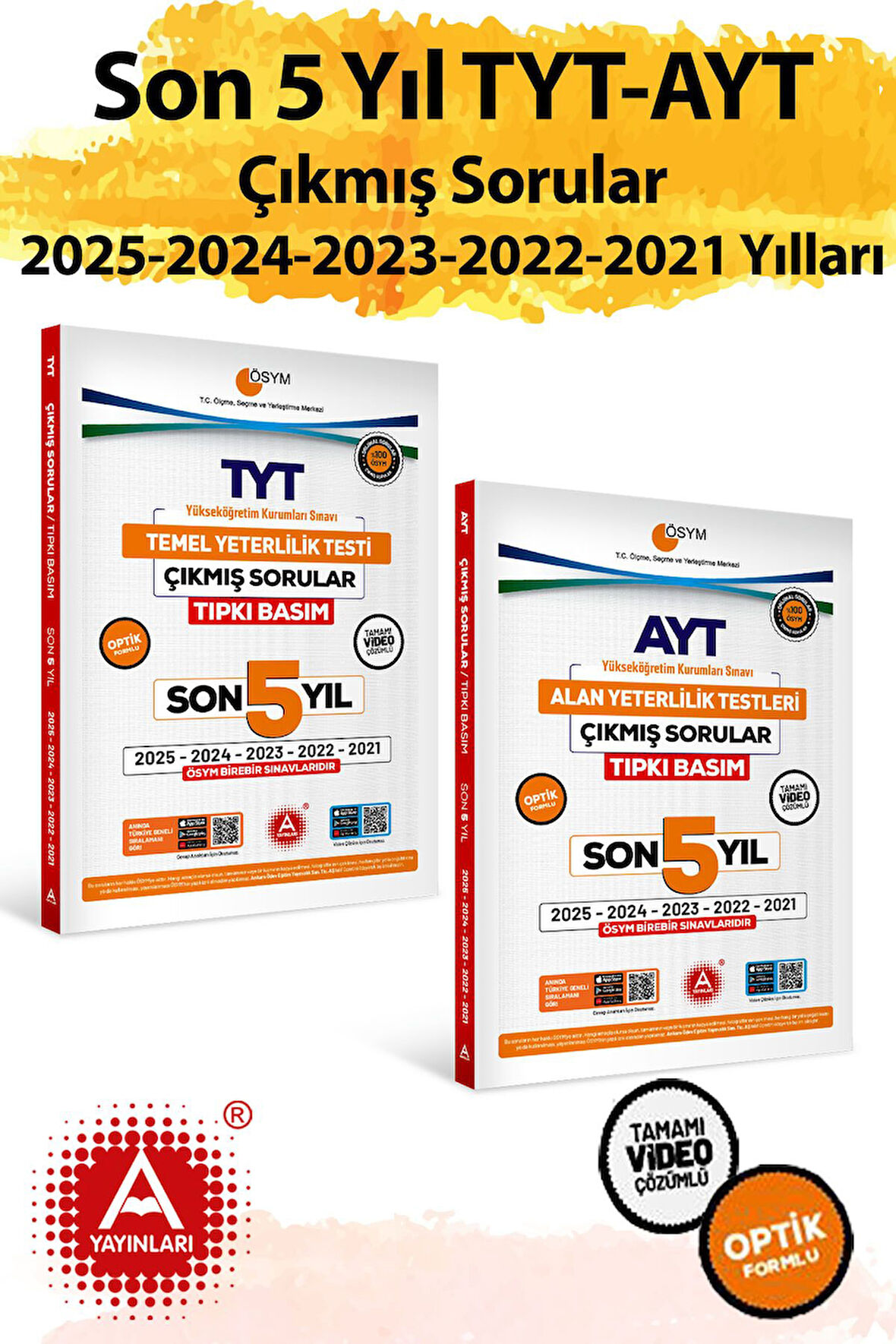 Son 5 yıl AYT ve TYT Sınavları ÖSYM Çıkmış Sorular Tıpkı Basım 2026 Model