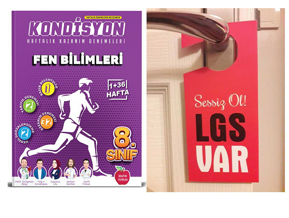 Newton 8.Sınıf LGS Kondisyon Fen Bilimleri Deneme Seti  + Hediye Kapı Askılık Uyarı Levha