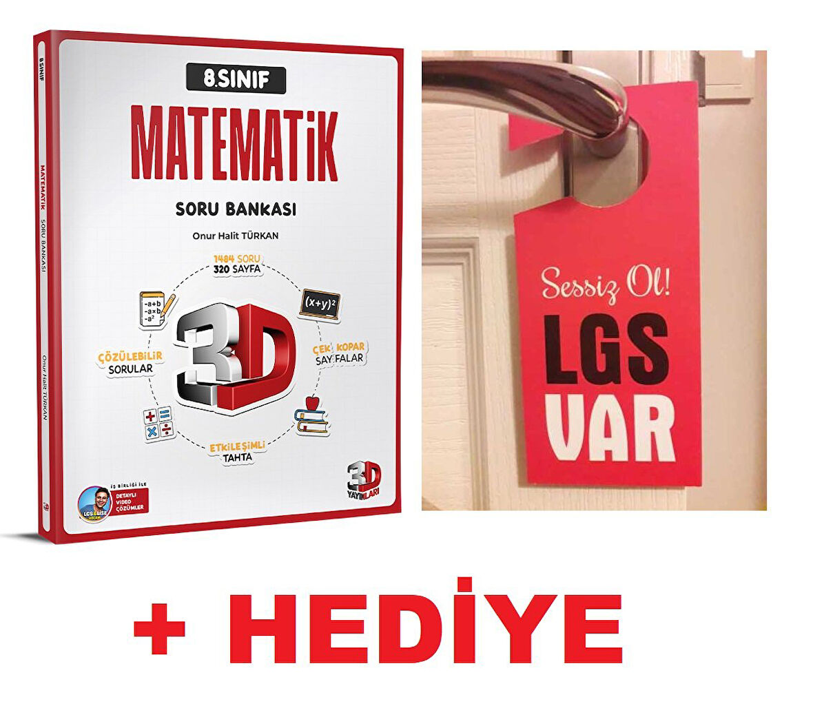 3D Yayınları 8.Sınıf LGS Matematik Soru Bankası ı + Hediye LGS Var Kapı Askılık Uyarı Levha