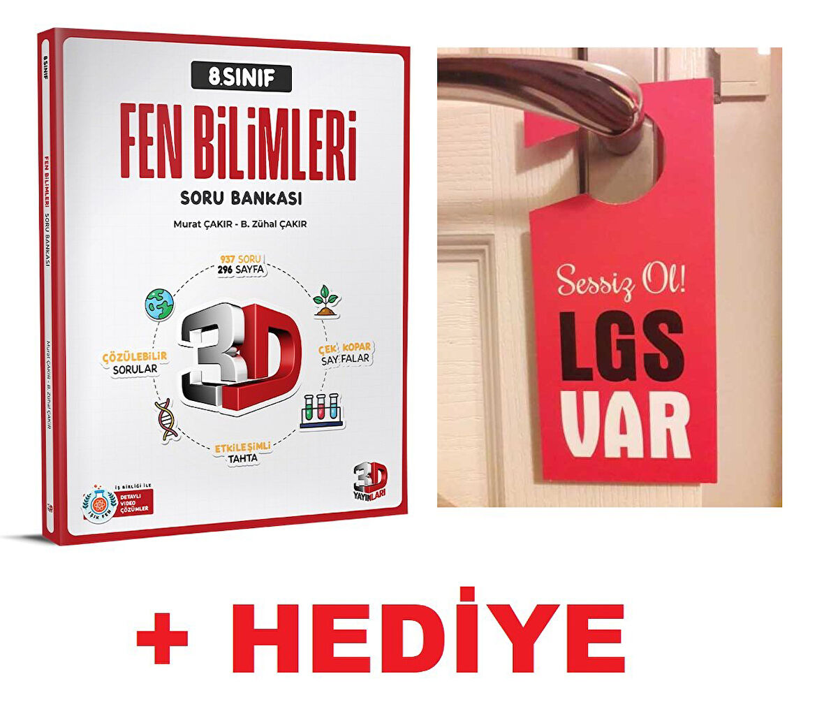 3D Yayınları 8.Sınıf LGS Fen Bilimleri Soru Bankası ı + Hediye LGS Var Kapı Askılık Uyarı Levha