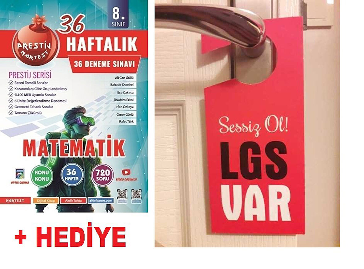 Nartest 8.Sınıf LGS Deneme Sınavı Matematik 36 Haftalık  + Hediye LGS Var Kapı Askılık Uyarı Levha