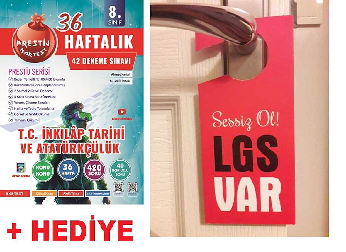 Nartest 8.Sınıf LGS Deneme Sınavı İnkılap Tarihi 36 Haftalık  + Hediye LGS Var Kapı Askılık Uyarı Levha