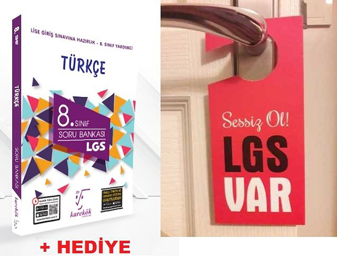 Karekök 8.Sınıf Yeni LGS Türkçe Soru Bankası  + Hediye LGS Kapı Askılık Uyarı Levha