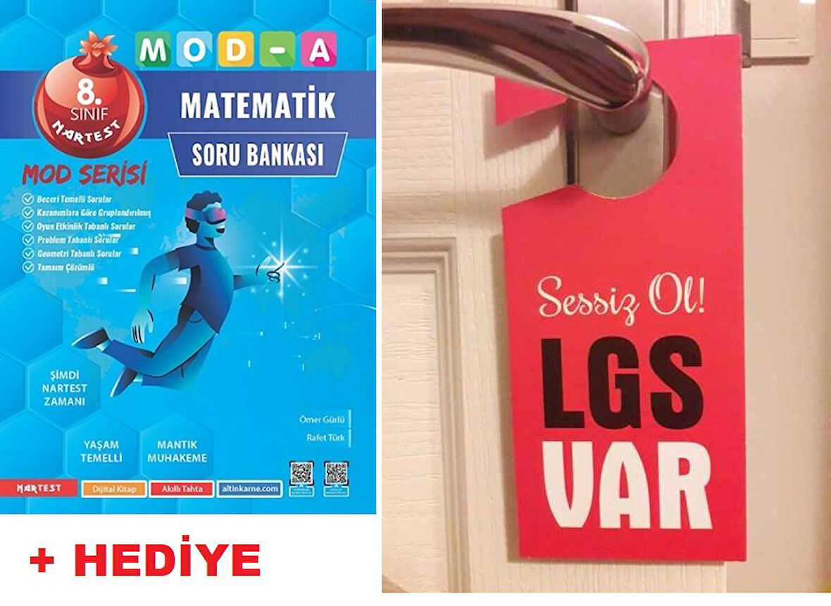 Nartest 8.Sınıf LGS Yeni MOD - A - Matematik Soru Bankası + Hediye LGS Kapı Askılık Uyarı Levha