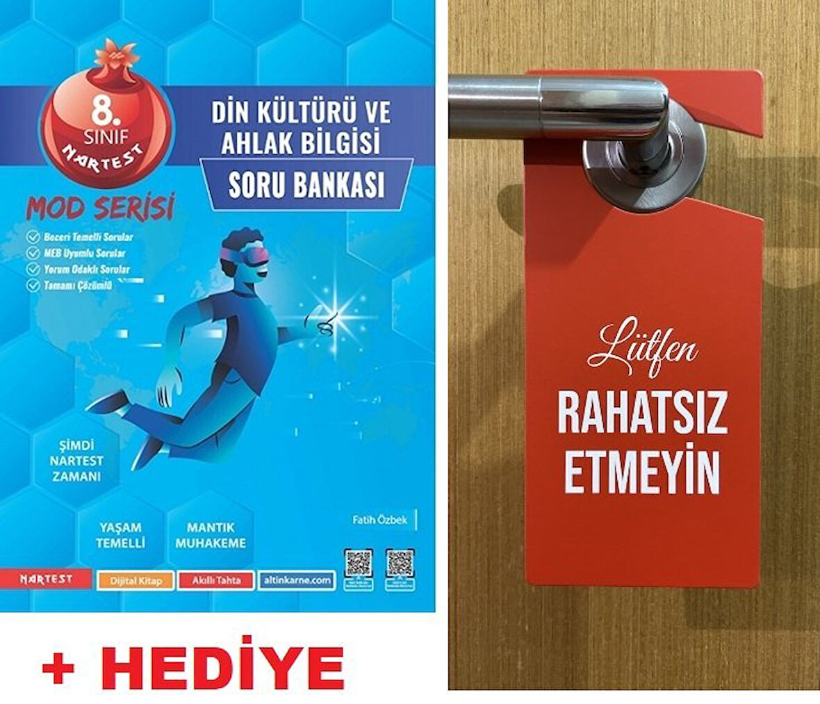 Nartest 8.Sınıf LGHediye Rahatsız Etmeyin Öğrenci Odası Kapı Askısılı  NarteS Yeni MOD Görsel Okuma Soru Bankası + Hediye LGS Kapı Askılık Uyarı Levha