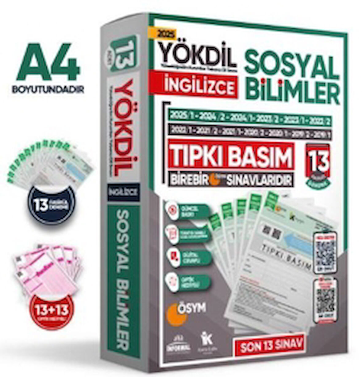 2025 YÖKDİL İngilizce Sosyal Bilimler ÖSYM Çıkmış Soru Tıpkı Basım Deneme Paketi 13li Türkiye Geneli