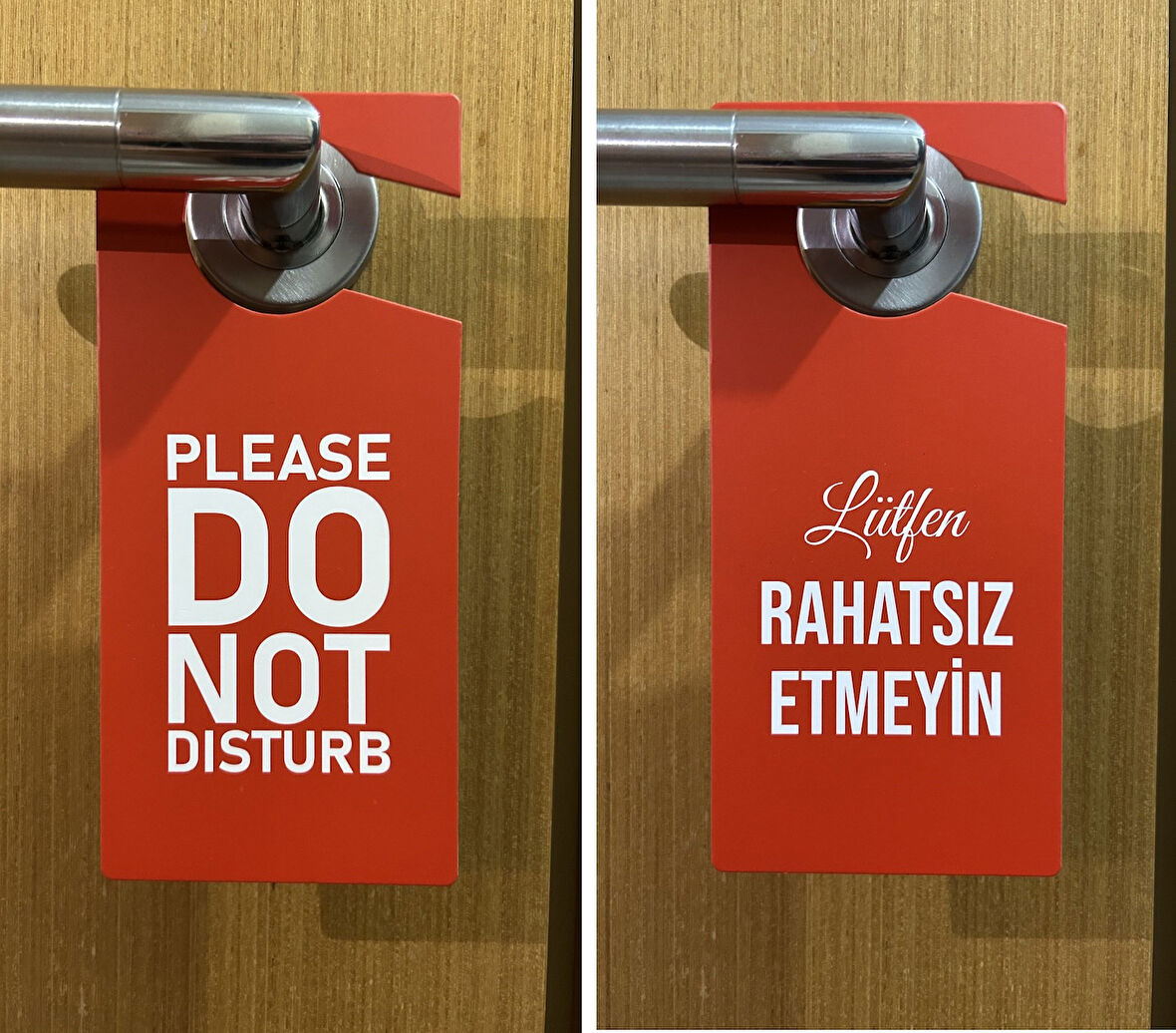 Oda Kapı Rahatsız Etme Uyarı Levha Seti - İngilizce ve Türkçe ( 2 li Set )