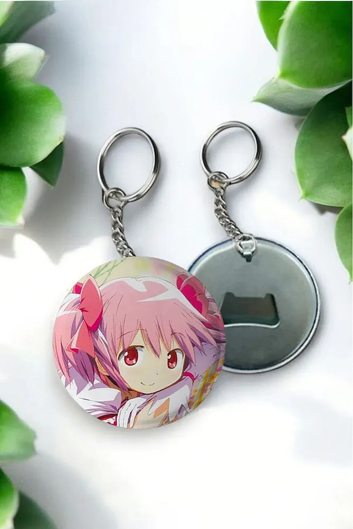 Puella Magi Madoka Magica Anime Buton Açacaklı Rozet Anahtarlık 44 mm