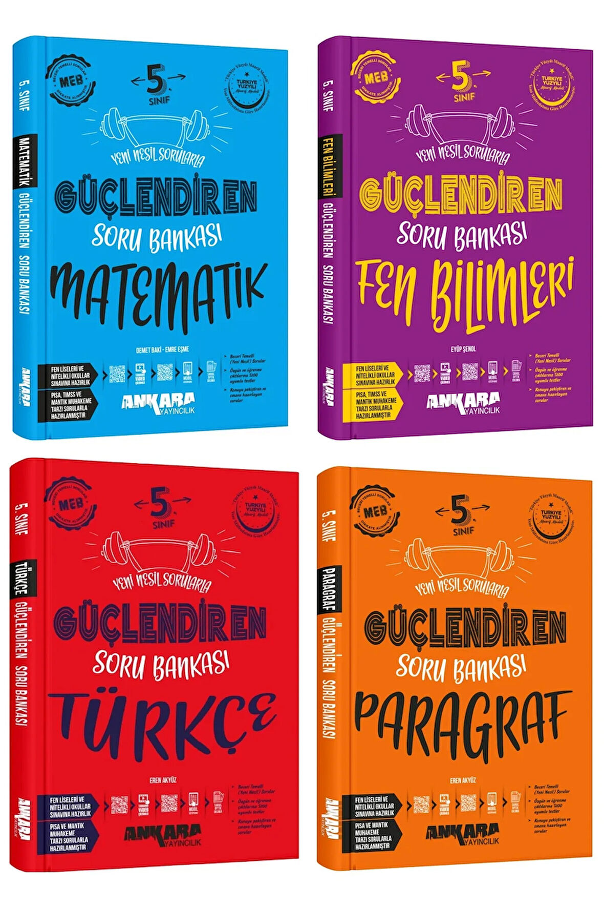 Ankara 2025 5. Sınıf Matematik + Fen Bilgisi + Türkçe + Paragraf Güçlendiren Soru Seti 4 Kitap Günce