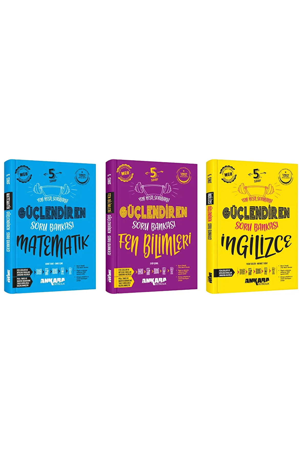 Ankara 2025 5. Sınıf Matematik + Fen Bilimleri + İngilizce Güçlendiren Soru Bankası Seti 3 Kitap Gün