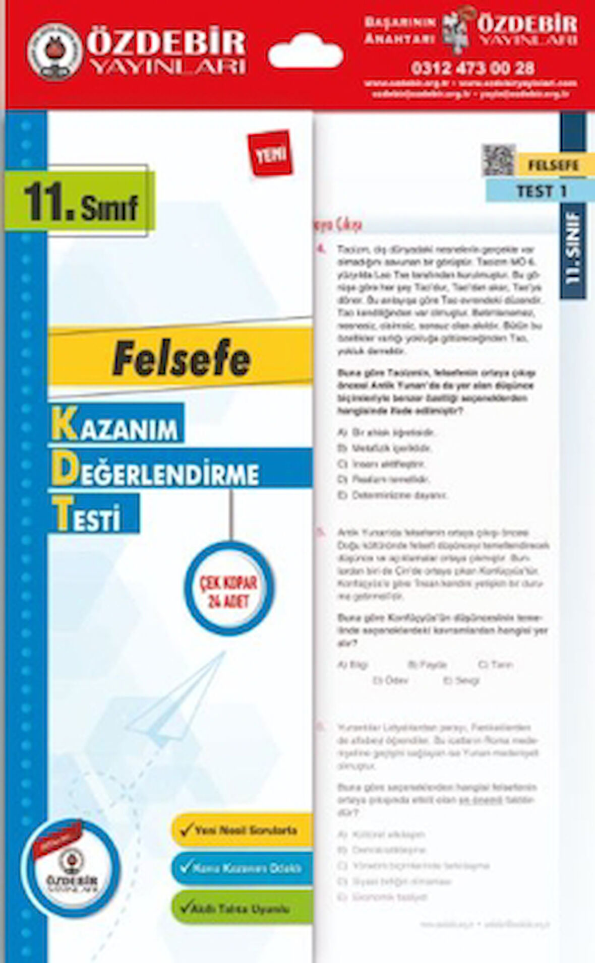 11. Sınıf Felsefe Kazanım Değerlendirme Yaprak Testi