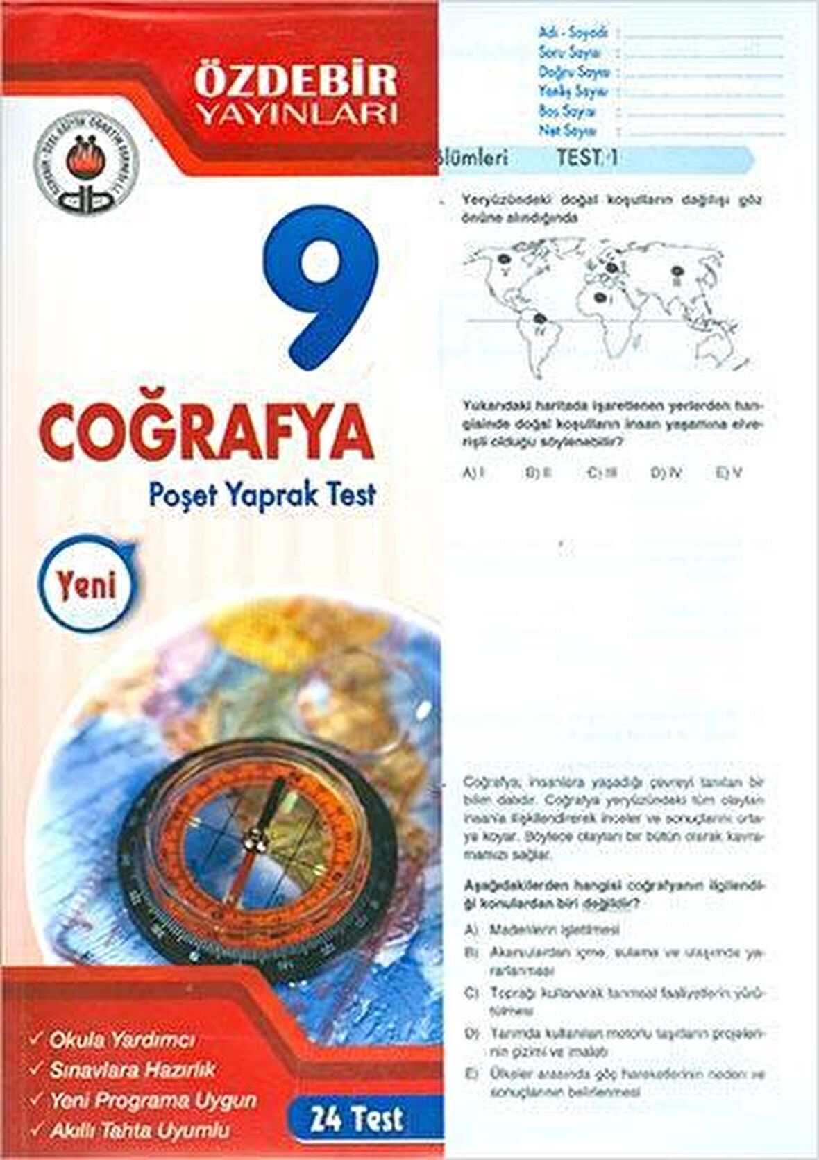 9. Sınıf Coğrafya Yaprak Test