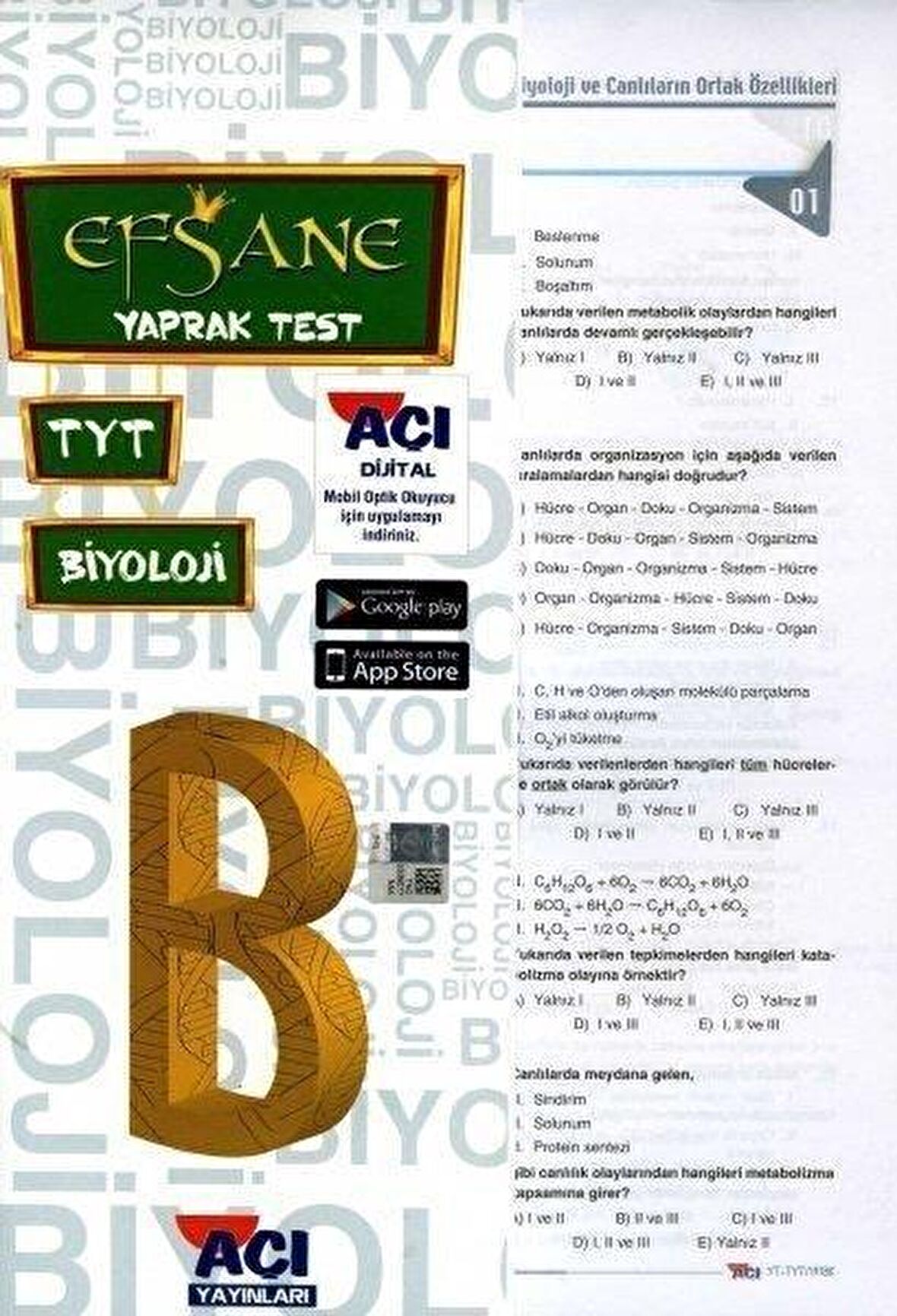 Açı Yayınları YKS TYT Tarih Yaprak Test