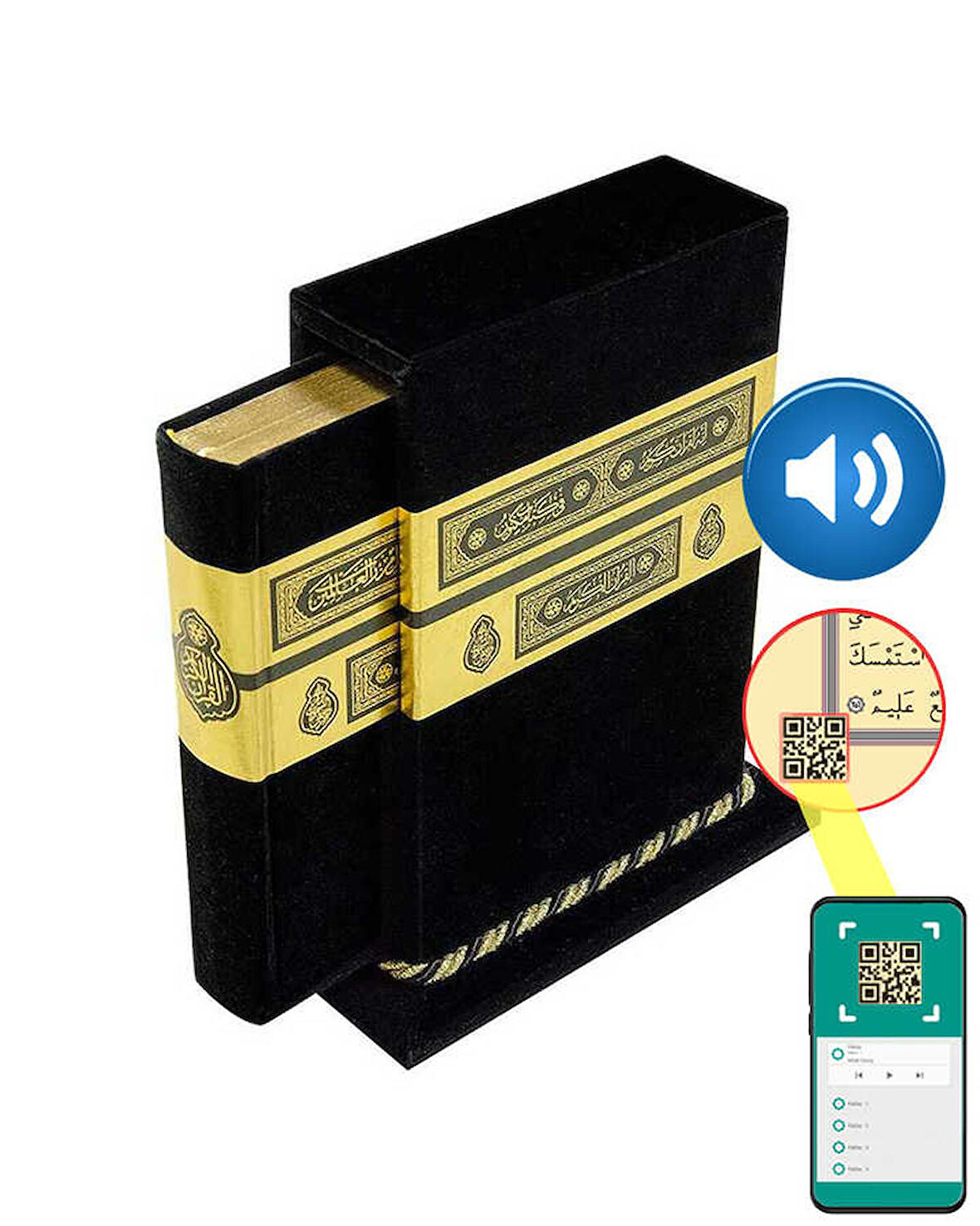 Kabe Kutulu Kadife Kur'an-ı Kerim (Orta Boy)