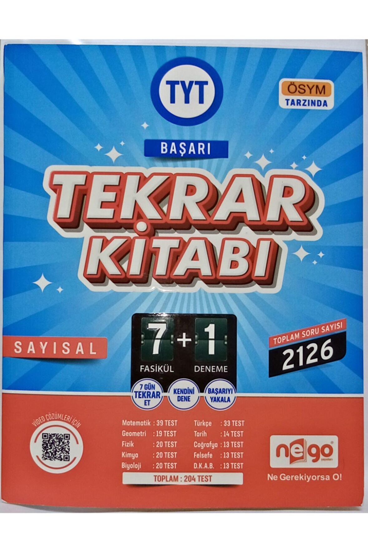 TYT Sayısal Başarı Tekrar Kitabı 7 Fasikül 1 Deneme Nego yayınları