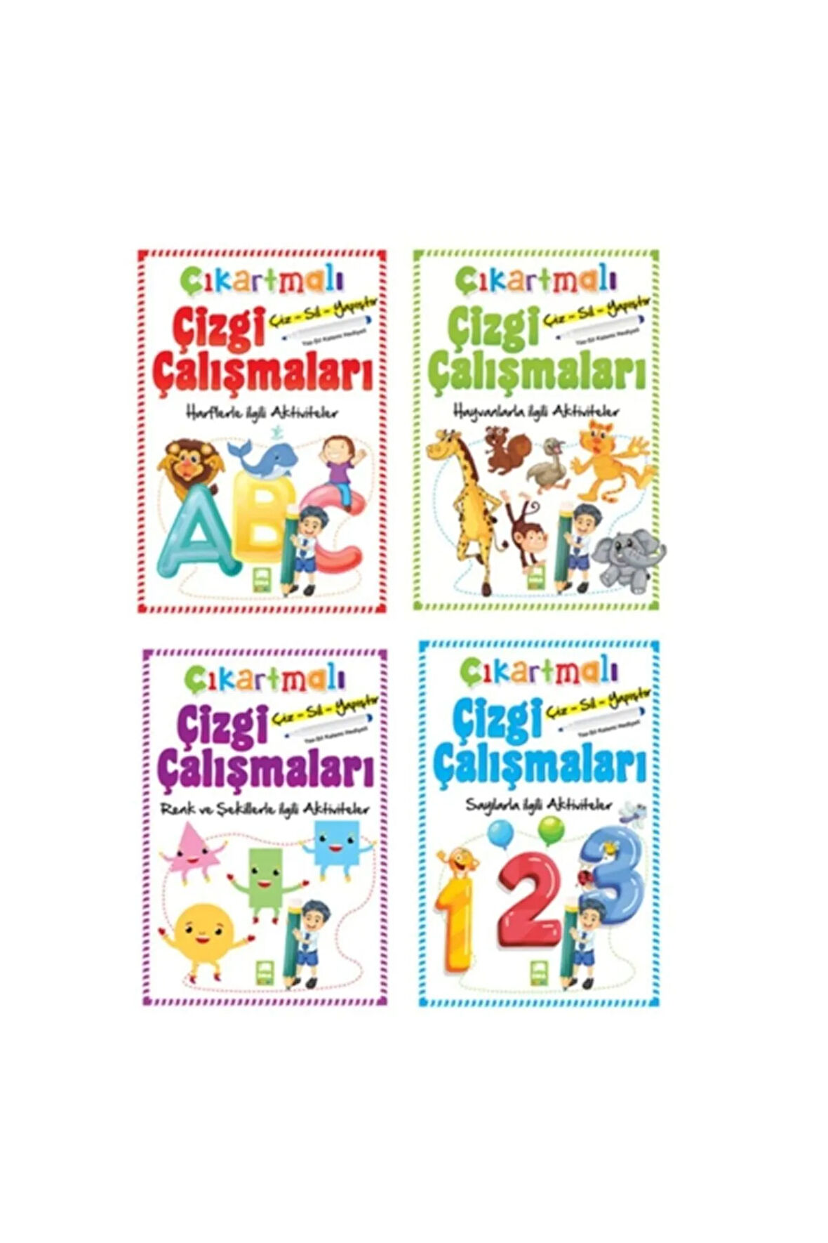 Çıkartmalı Çizgi Çalışmaları Seti 4 Kitap Emaçocuk