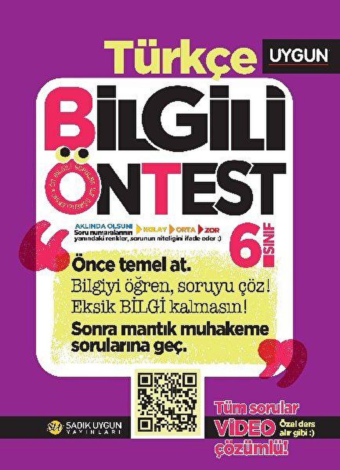 Sadık Uygun 6.Sınıf Bilgili Ön Test Türkçe Soru Bankası