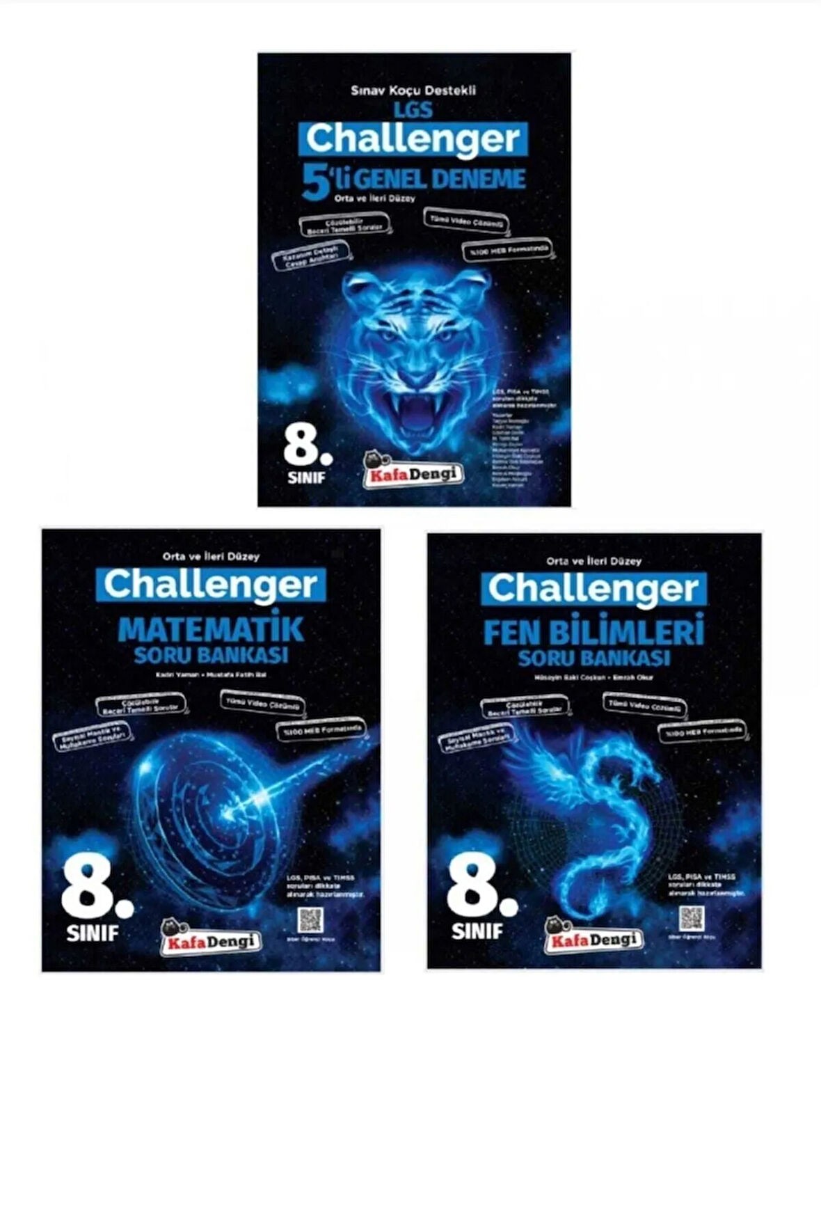 Kafadengi 8.sınıf Challenger Soru Bankası Seti Ve Genel 5'li Deneme Set (3 Kitap)