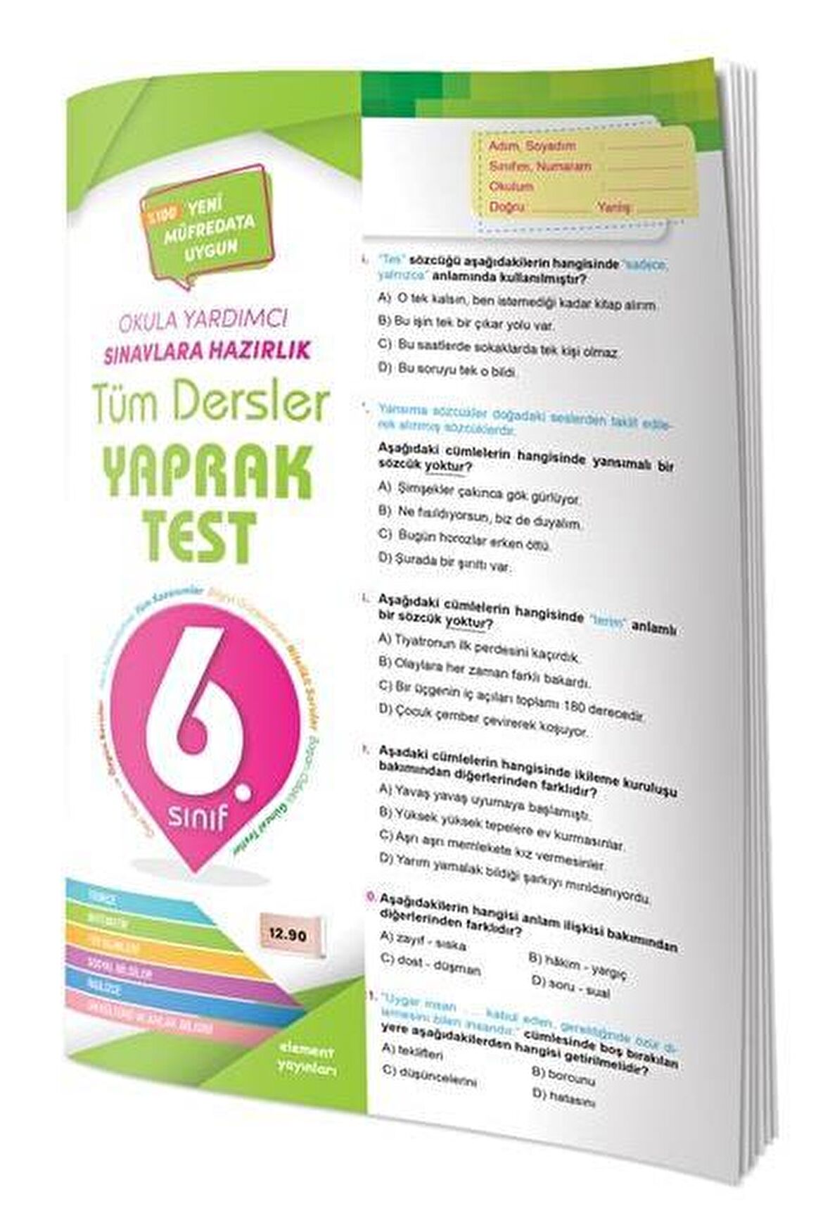 6. Sınıf Tüm Dersler Yaprak Test