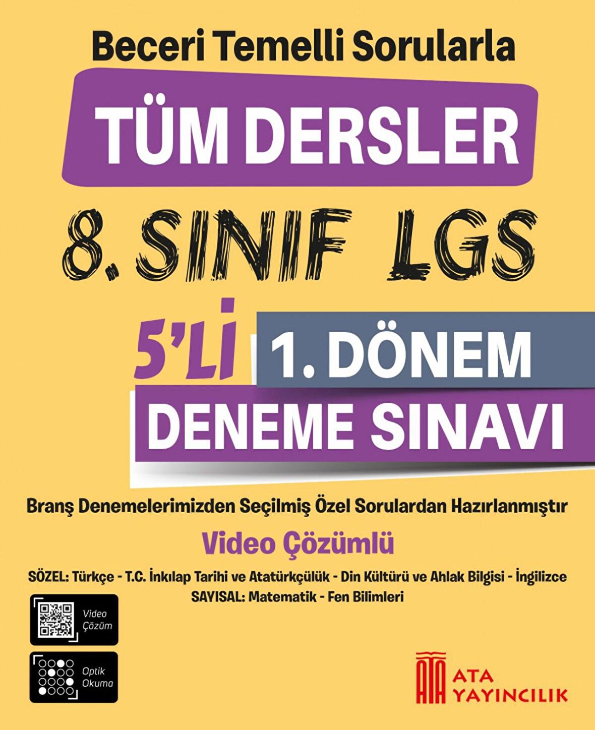 8. Sınıf LGS 5'li 1. Dönem Deneme Sınavı