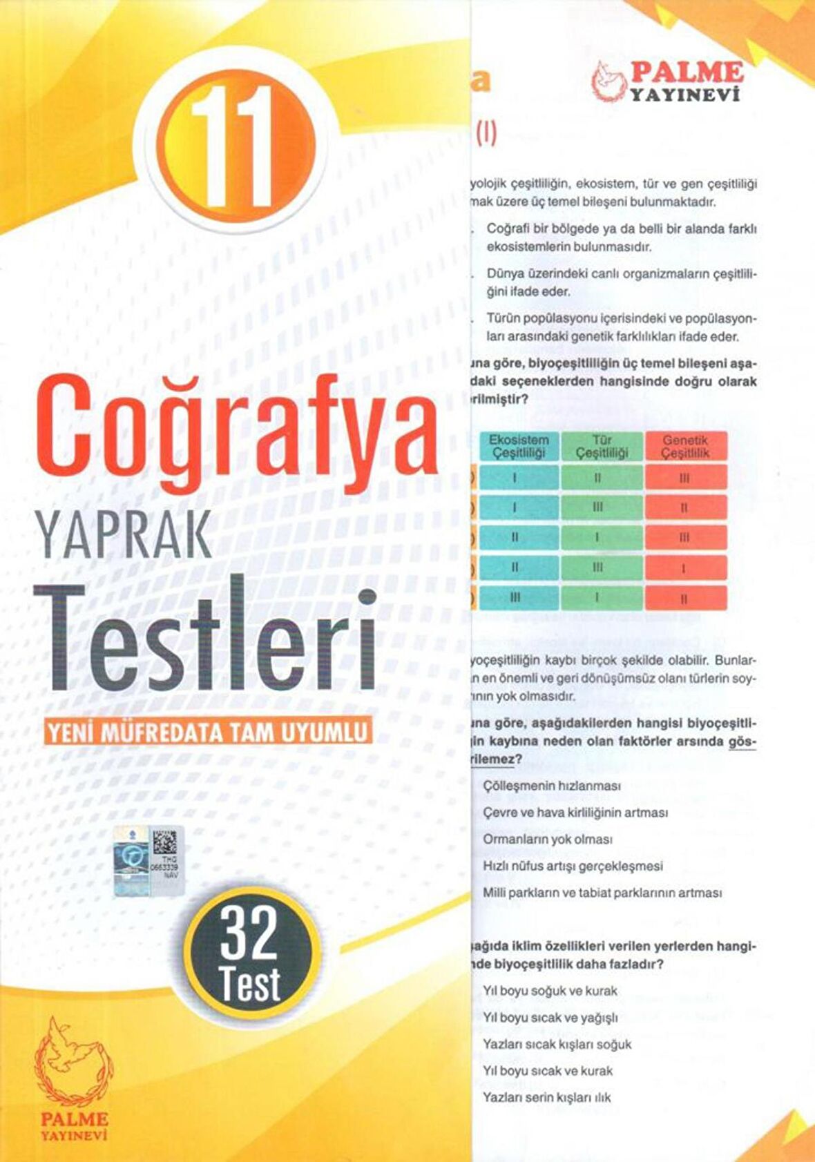 Palme 11.Sınıf Coğrafya Yaprak Test