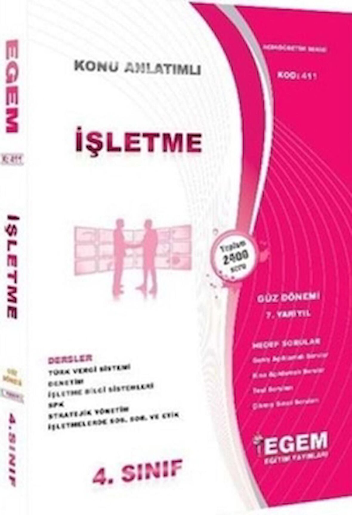 4. Sınıf İşletme Konu Anlatımlı Soru Bankası Güz Dönemi (7.Yarıyıl) (411)